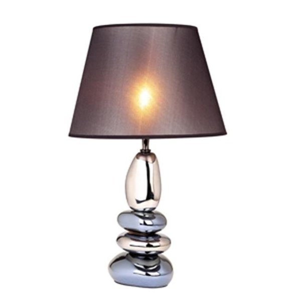 All The Rages All The RagesLT1039-BLU Stacked Chrome and Metallic Blue Stones Ceramic Table Lamp LT1039-BLU